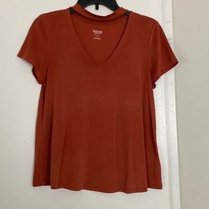 v neck red clay top
